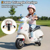 Costway Moto Électrique Enfant VESPA sous Licence 12V avec Musique Klaxon Histoire Roues Stabilisatrices Rouge/Rose/Vert/Blanc