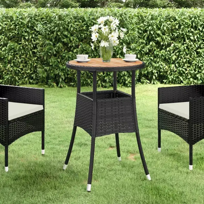 vidaXL Table de salle à manger ronde de jardin en bois d'acacia et résine tressée