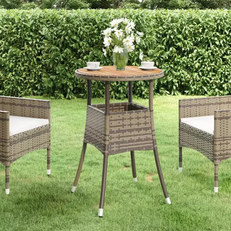vidaXL Table de salle à manger ronde de jardin en bois d'acacia et résine tressée