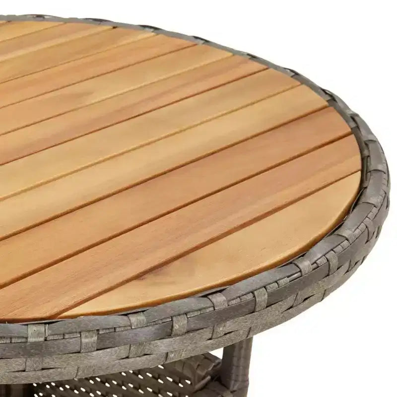 vidaXL Table de salle à manger ronde de jardin en bois d'acacia et résine tressée