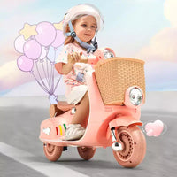 Moto électrique pour enfants 6V, 3 roues, avec lumières LED, musique et Bluetooth pour les 3-4 ans