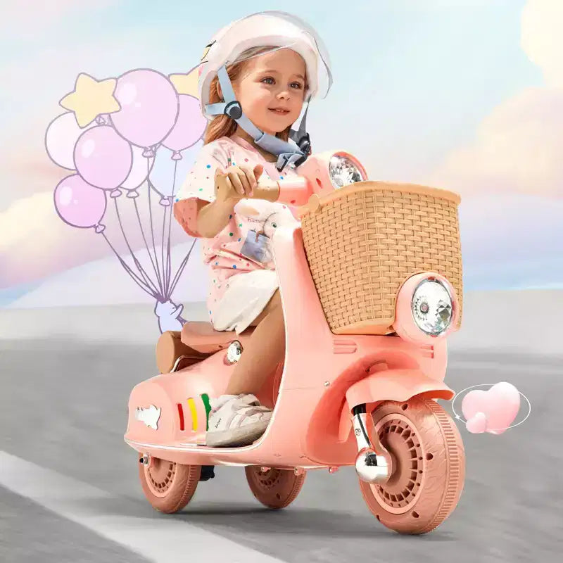 Moto électrique pour enfants 6V, 3 roues, avec lumières LED, musique et Bluetooth pour les 3-4 ans