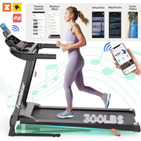 Tapis de course pliable 3.75 CV avec capacité de 136 kg, 71 programmes, pour la maison avec inclinaison, contrôle intelligent via application, Bluetooth et haut-parleurs stéréo HiFi
