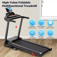Tapis de course pliable 3.75 CV avec capacité de 136 kg, 71 programmes, pour la maison avec inclinaison, contrôle intelligent via application, Bluetooth et haut-parleurs stéréo HiFi