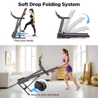 Tapis de course pliable 3.75 CV avec capacité de 136 kg, 71 programmes, pour la maison avec inclinaison, contrôle intelligent via application, Bluetooth et haut-parleurs stéréo HiFi