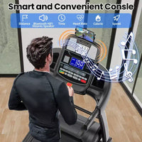 Tapis roulant pliable 5HP pour la maison avec inclinaison automatique 20%, capacité 400lb, 12MPH tapis portable de course et marche, 71 programmes, entraînement personnalisé avec APP