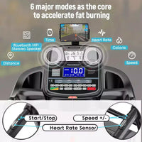 Tapis de course pliable avec inclinaison automatique Moteur 4,8 CV, inclinaison 20 %, moniteur de fréquence cardiaque, haut-parleurs Bluetooth, capacité de 136 kg
