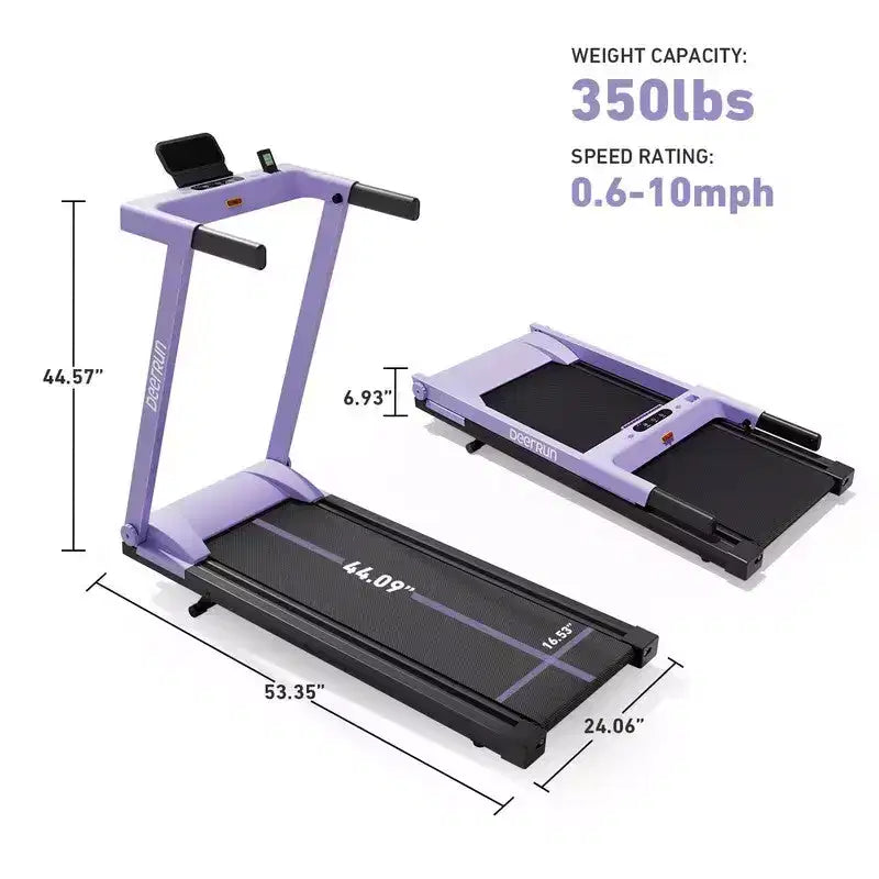 Tapis de course pliable connecté DeerRun A1 Pro Move entièrement nouveau 2026 avec inclinaison de 6 %, 350 lb, 10 mi/h