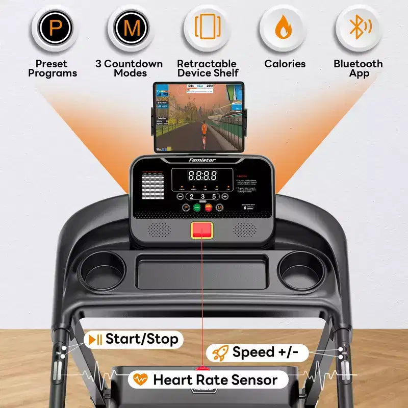 Tapis de course avec inclinaison pour la maison, tapis de course pliable 3-en-1 avec capacité de 136 kg, 12 km/h, bande large de 40,6 cm, 64 programmes, support pour les genoux