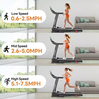 Tapis de course avec inclinaison pour la maison, tapis de course pliable 3-en-1 avec capacité de 136 kg, 12 km/h, bande large de 40,6 cm, 64 programmes, support pour les genoux