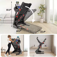 Tapis de Course Pliable 3-en-1 pour la Maison 19 km/h, Tapis de Course 4,8 CV avec Inclinaison Automatique 20 %, Capacité 180 kg, 71 Programmes, Bande de Roulement Large de 45 cm, Soutien du Genou