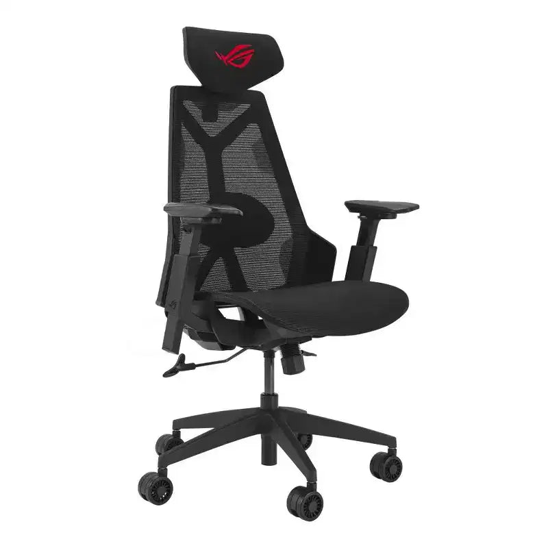 Chaise de jeu ergonomique ASUS ROG Destrier Core, esthétique cyborg futuriste, réglages polyvalents du siège, mode de support de bras pour le jeu mobile, panneau acoustique