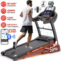 Tapis roulant avec inclinaison automatique, tapis de course pour la maison, tapis roulant pliable avec barres de maintien, haut-parleur, tapis de course capacité 136 kg
