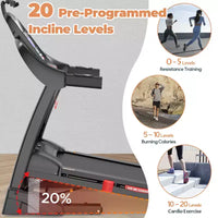 Tapis roulant avec inclinaison automatique, tapis de course pour la maison, tapis roulant pliable avec barres de maintien, haut-parleur, tapis de course capacité 136 kg