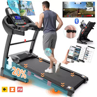 Déstockage tapis roulants capacité 300 lb, tapis pliable électrique 4.5 HP en promotion avec inclinaison pour la course et la marche en gym à domicile