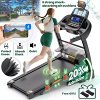 Tapis Roulant Électrique en Solde, Machine de Course à Double Moteur pour la Maison avec Inclinaison Automatique 0-20%, Tapis de Course Pliable 4.9CV pour la Marche, Tapis Roulant Inclinable