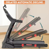 Tapis de course électrique pliable double moteur 5 CV en promotion, machine de course durable avec inclinaison automatique de 20 %, capacité de 180 kg, tapis de marche compact