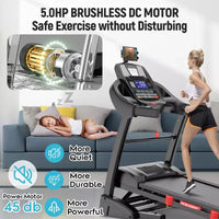 Tapis roulant pliable avec inclinaison automatique de 20 %, capacité de 136 kg, contrôle par application intelligente, bande d'absorption des chocs, moniteur de fréquence cardiaque, machine de course pour salle de sport à domicile