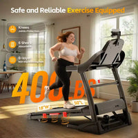 Tapis de course capacité 400 lbs pour la maison avec inclinaison 20%, tapis de course pliant 5.0 HP pour l'exercice, 0.612 MPH, contrôle par application, absorption des chocs, soutien des genoux