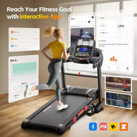 Tapis de course capacité 400 lbs pour la maison avec inclinaison 20%, tapis de course pliant 5.0 HP pour l'exercice, 0.612 MPH, contrôle par application, absorption des chocs, soutien des genoux