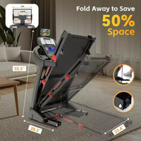 Tapis de course capacité 400 lbs pour la maison avec inclinaison 20%, tapis de course pliant 5.0 HP pour l'exercice, 0.612 MPH, contrôle par application, absorption des chocs, soutien des genoux