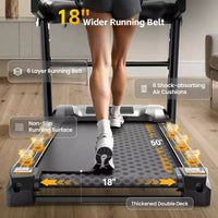 Tapis de course capacité 400 lbs pour la maison avec inclinaison 20%, tapis de course pliant 5.0 HP pour l'exercice, 0.612 MPH, contrôle par application, absorption des chocs, soutien des genoux