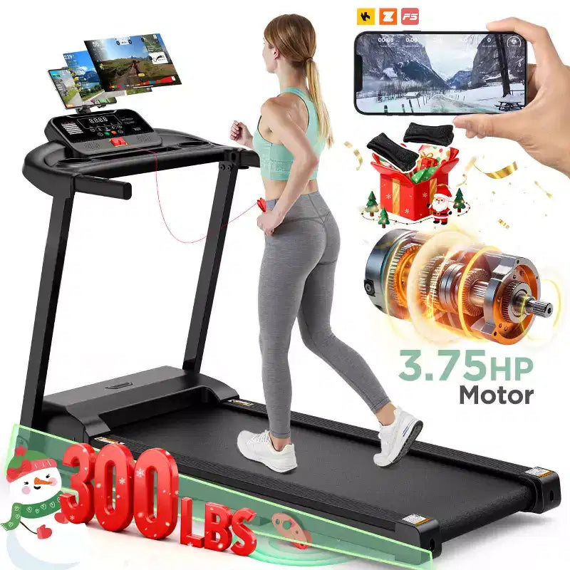 Tapis de Course Pliable avec Inclinaison, Capacité 136 kg, Tapis de Course Portable 3.75 CV, 71 Programmes, Ceinture d'Amorti, Machine d'Exercice Marche/Course