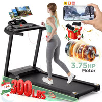Tapis de Course Pliable avec Inclinaison, Capacité 136 kg, Tapis de Course Portable 3.75 CV, 71 Programmes, Ceinture d'Amorti, Machine d'Exercice Marche/Course