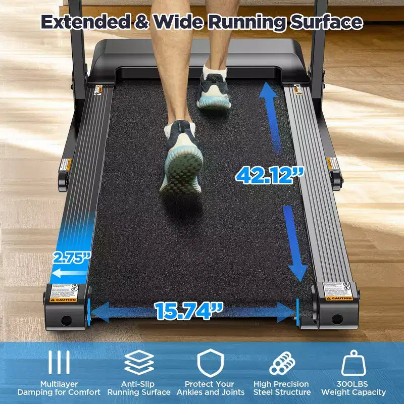 Tapis de Course Pliable avec Inclinaison, Capacité 136 kg, Tapis de Course Portable 3.75 CV, 71 Programmes, Ceinture d'Amorti, Machine d'Exercice Marche/Course