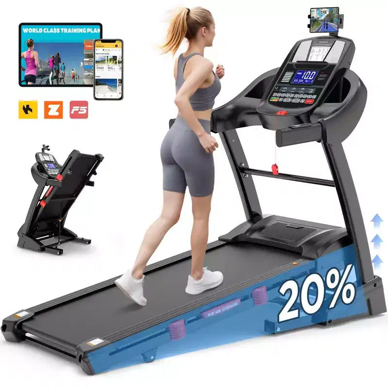 Tapis roulant en liquidation,Tapis de course en solde,Tapis de course pliable 4,5 CV avec 20 niveaux d'inclinaison automatique,Tapis de course portable pour usage domestique,71 programmes