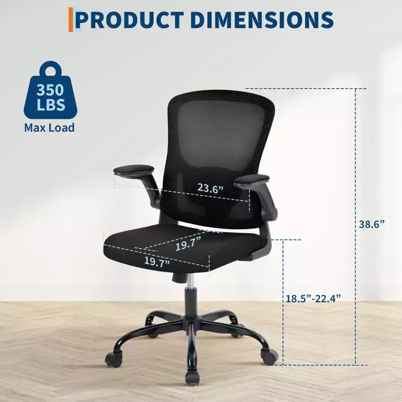 Chaise de bureau Garvee avec soutien lombaire et appui-tête réglables, accoudoirs relevables, chaise ergonomique pivotante à dossier haut noire pour bureau à domicile, jeux Noir