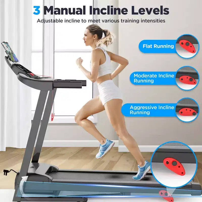 Tapis de course en solde, Dégagement de tapis de course, 12 km/h, Capacité de 136 kg, Tapis de course électrique, Tapis de course motorisé électrique pliable pour la maison