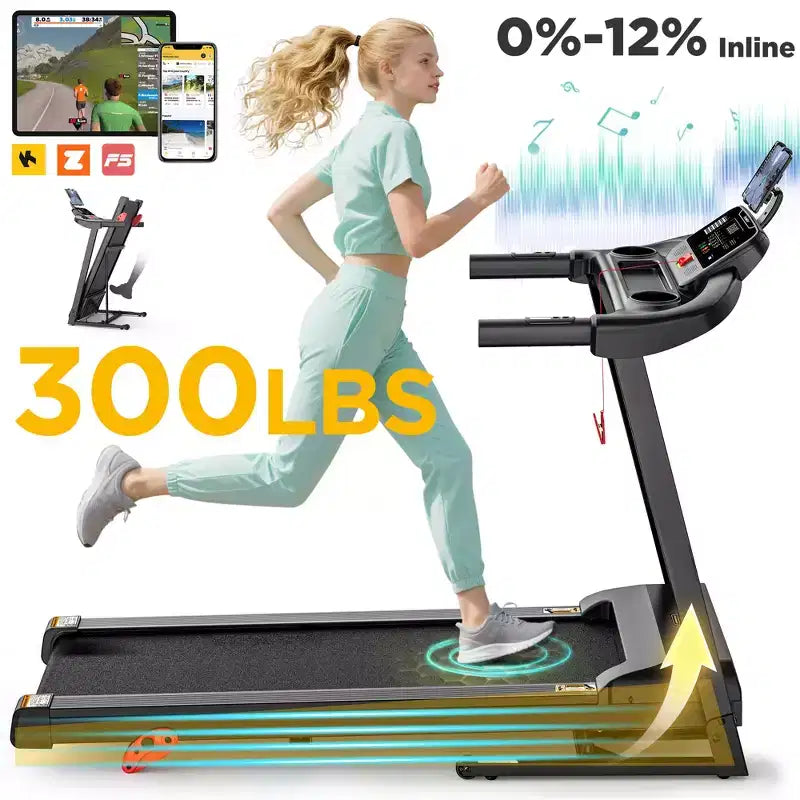 Tapis de course en liquidation, Tapis de course en promotion avec inclinaison réglable sur 12 niveaux, vitesse maximale de 12 km/h, tapis de course pliable, machine de course et de marche