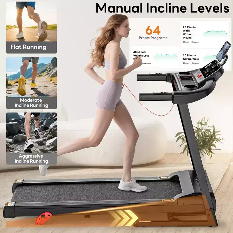 Tapis de course pliant portable en déstockage, tapis de course compact pliant 2.75 HP pour la maison le bureau, tapis de course marche course avec écran LED pour l'exercice