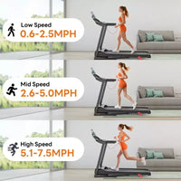Tapis de course pliant portable en déstockage, tapis de course compact pliant 2.75 HP pour la maison le bureau, tapis de course marche course avec écran LED pour l'exercice