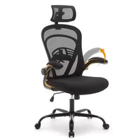 Chaise de bureau ergonomique, chaise de bureau à dossier haut avec hauteur réglable et accoudoirs relevables, chaise de jeu confortable en maille pour le bureau à domicile