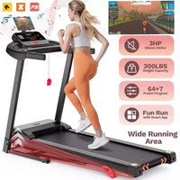 Tapis roulant pliable 3HP avec inclinaison pour la maison, capacité 300LBS, tapis portable, cours d'entraînement gratuits avec APP, 71 programmes, 7.5MPH pour le jogging et la marche