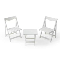 Ensemble de bistrot 3 pièces avec table basse rectangulaire, 2 chaises d'extérieur en bois pliable petit ensemble table et chaises pour balcon, bord de piscine