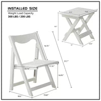 Ensemble de bistrot 3 pièces avec table basse rectangulaire, 2 chaises d'extérieur en bois pliable petit ensemble table et chaises pour balcon, bord de piscine