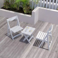 Ensemble de bistrot 3 pièces avec table basse rectangulaire, 2 chaises d'extérieur en bois pliable petit ensemble table et chaises pour balcon, bord de piscine