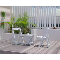 Ensemble de bistrot 3 pièces avec table basse rectangulaire, 2 chaises d'extérieur en bois pliable petit ensemble table et chaises pour balcon, bord de piscine