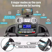 Tapis de course pliable 4,8 CV avec inclinaison automatique 20 %, capacité 136 kg, 19 km/h, tapis de course de gym à domicile avec moteur puissant et conception peu encombrante