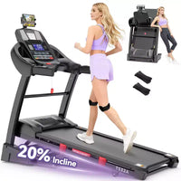 Tapis de course pliant capacité 400lb, tapis de course 5.0HP avec inclinaison 20% pour la maison, surface large 18 pouces et épaissie, 0.6-12MPH