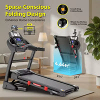 Tapis de course pliant capacité 400lb, tapis de course 5.0HP avec inclinaison 20% pour la maison, surface large 18 pouces et épaissie, 0.6-12MPH