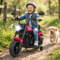 Gymax Moto pour enfants avec phare, musique, stabilisateurs et pédale pour garçons et filles
