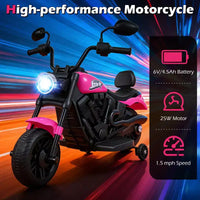 Gymax Moto pour enfants avec phare, musique, stabilisateurs et pédale pour garçons et filles