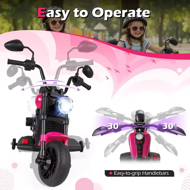 Gymax Moto pour enfants avec phare, musique, stabilisateurs et pédale pour garçons et filles