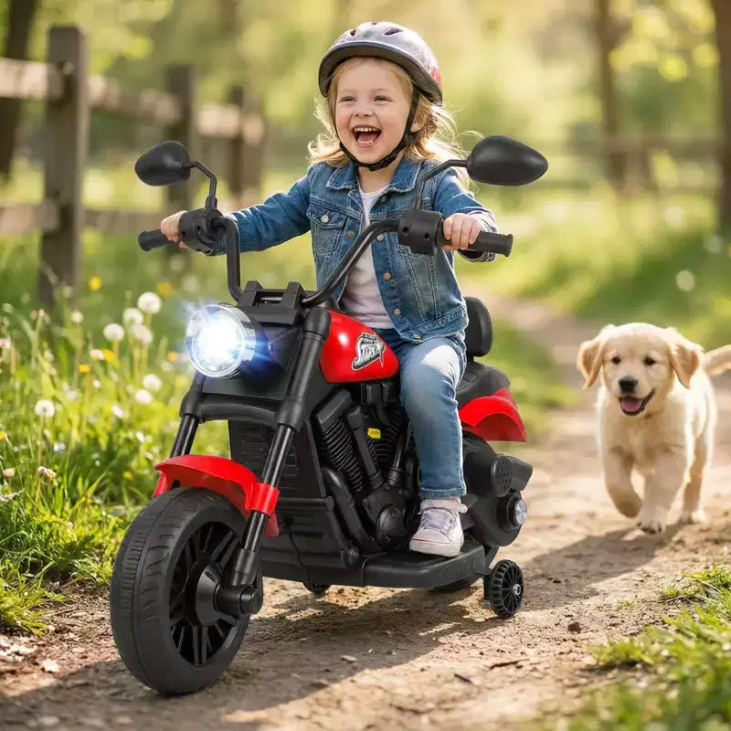 Gymax Moto pour enfants avec phare, musique, stabilisateurs et pédale pour garçons et filles