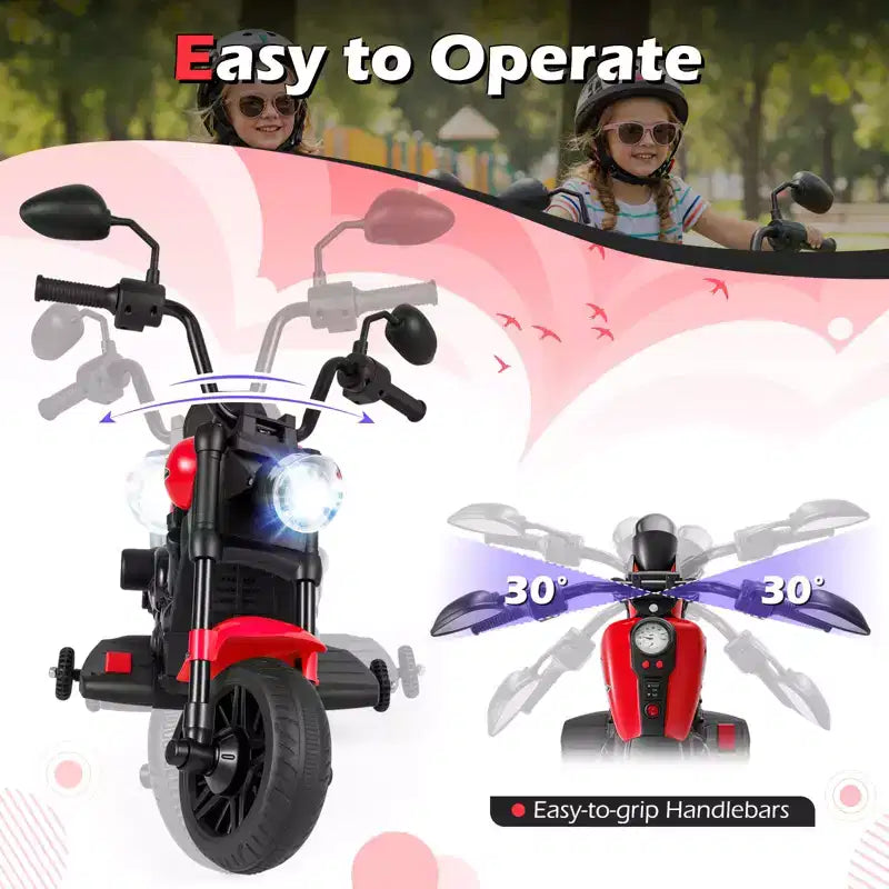 Gymax Moto pour enfants avec phare, musique, stabilisateurs et pédale pour garçons et filles