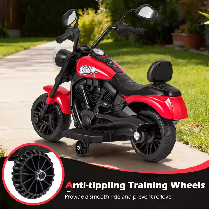 Gymax Moto pour enfants avec phare, musique, stabilisateurs et pédale pour garçons et filles